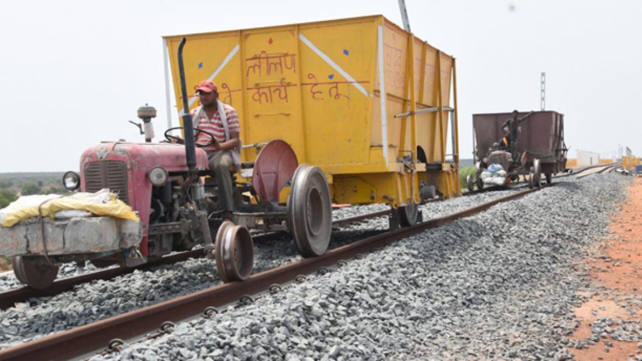 Tractor on track by Indian Railways