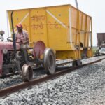 Tractor on track by Indian Railways