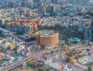 Drone shot of Cyber towners in Hyderabad